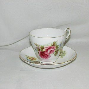 Regency Bone China Cup & Saucer Pink Yellow Floral English Teacup Cottagecore